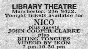 Library Theatre Manchester ticket 16 June 1983